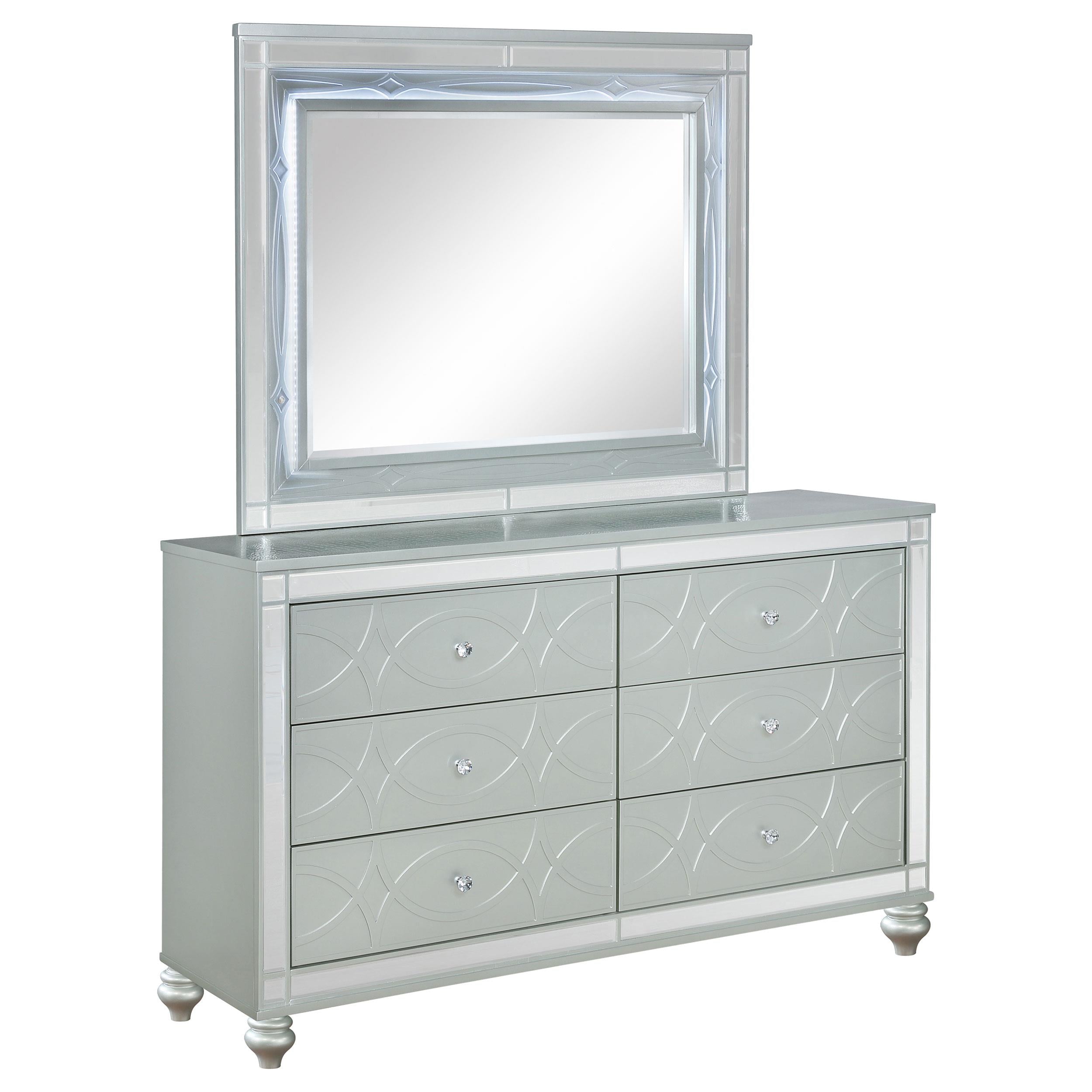 Coaster Furniture Gunnison 223213M 6-Drawer Dresser with Mirror - Silver Metallic IMAGE 1